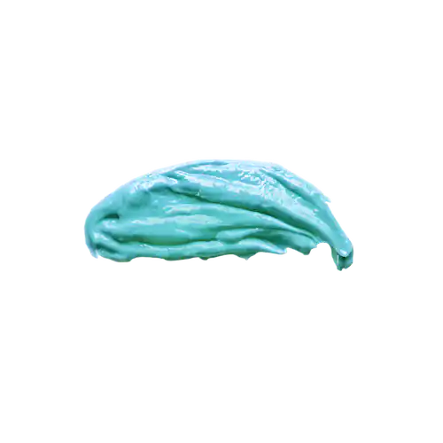 Textuur van lichtblauw gezichtsmasker met romige consistentie, geschikt voor verschillende huidtypes en huidverzorging.