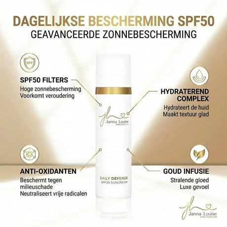 Daily Defense SPF50 - Sun Cream™ 50ML met luxe huidverzorging, geschikt voor alle huidtypen, beschermt en hydrateert de huid.